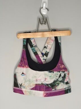 2 for $25 lululemon Multicolor Abstract Print Sports Bra with Purple Accents